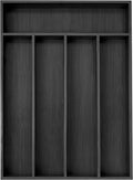 Bamboo Silverware Holder - Drawer Organizer with 5 Slots (Black)