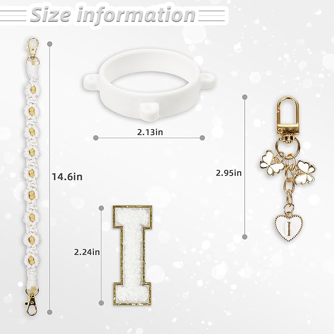 Cute Letter Charm Set Compatible with Owala Water Bottle 24 oz, 32 oz, 40 oz, Owala Kids, Owala Coffee Tumbler, Owala FreeSip – Includes Handle Strap, for Owala Accessories & Stanley Cup Accessories