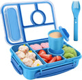 Bento Box Adult Lunch Box Kids,Lunch Containers for Adults/Kids/Toddler,5 Compartments Bento Lunch Box with Sauce Vontainers,Microwave & Dishwasher & Freezer Safe,BPA-Free(Blue)