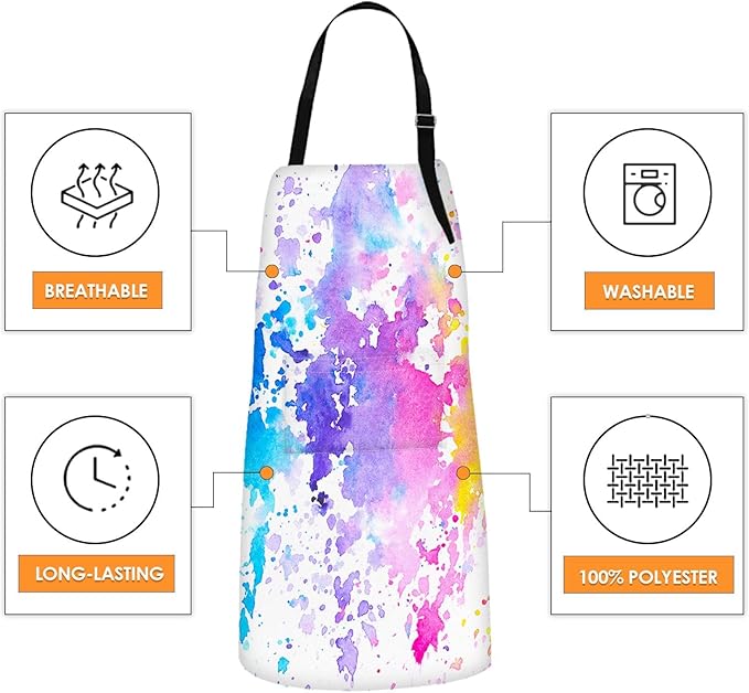 Britimes Apron Home Kitchen Cooking Baking Gardening for Women Men with Pockets Shades Watercolor Clouds Colorful Paint 32x28 inch
