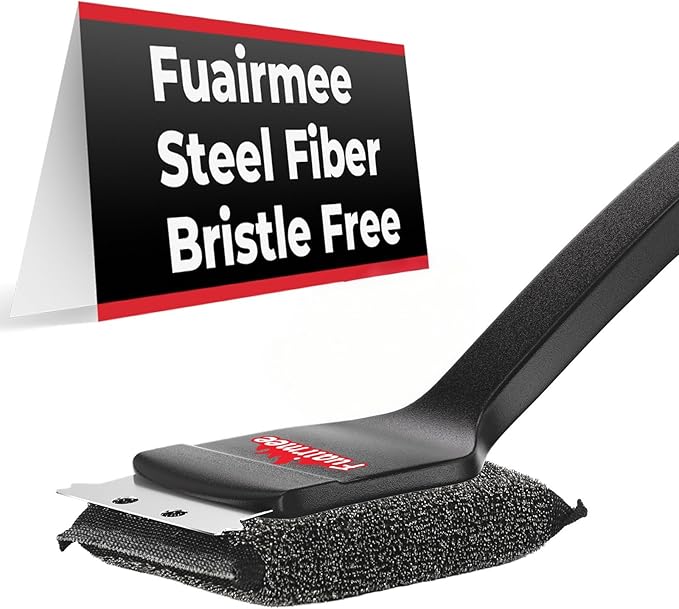 Bristle Free Grill Brush with Scraper, Efficient Cleaning, Safe Grill Accessories for Weber Gas/Stainless Steel Grates/Charcoal Grill, Gift for Dad