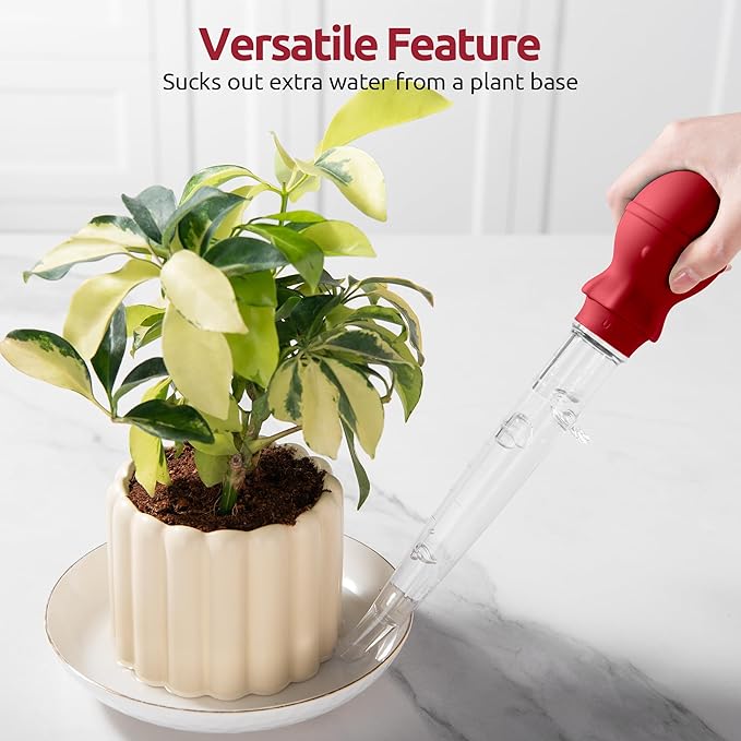 U-Taste 1.5oz Angled Turkey Baster - 228.2ºF Heat Resistant Food Grade Tritan and Silicone Large Octopus Bulb Baster Set with Cleaning Brush for Cooking Basting Meat Poultry Beef Chicken (Red)