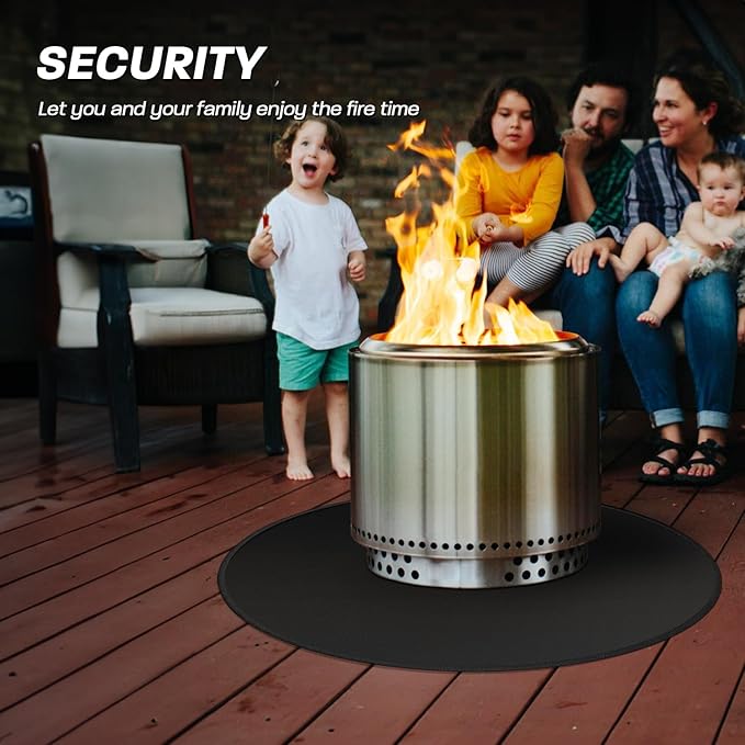 30" Fire Pit Mat for Solo Stove Bonfire, Round Fireproof Under Grill Mats for Outdoor Grill, Portable Camping Stove Mat for Solo Stove Accessories