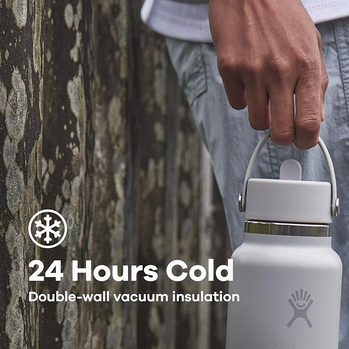 Hydro Flask Water Bottle - Insulated Stainless Steel - Wide Mouth Flex Straw Lid, Non Spill, Leakproof and Refillable in 40 Oz Surf Blue