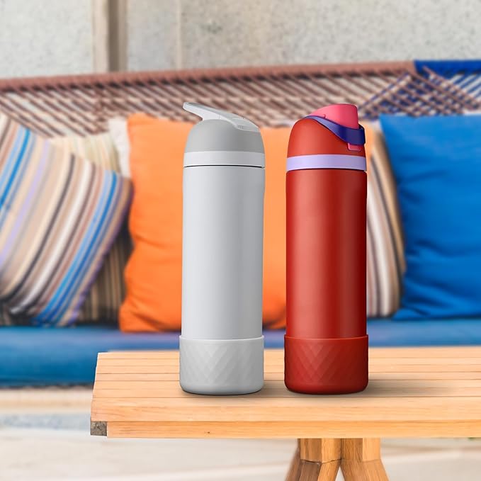 2PCS Silicone Water Bottle Boot for Owala 24oz, Protective Bottom Bumper Anti-Slip Sleeve for FreeSip, Twist, and Flip Stainless Steel Bottles, Dishwasher Safe and BPA Free