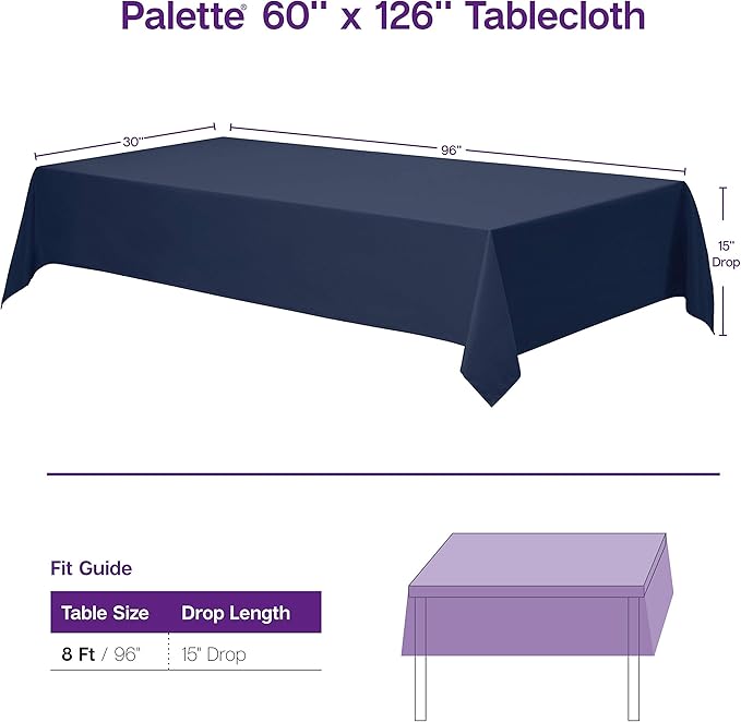Gee Di Moda Rectangle Tablecloth - 60 x 126 Inch Caribbean Table Cloth for 8 Foot Rectangle Table - Heavy Duty Washable Fabric - for 8 Ft Buffet Table, Holiday Party, Dinner, Wedding & Baby Shower