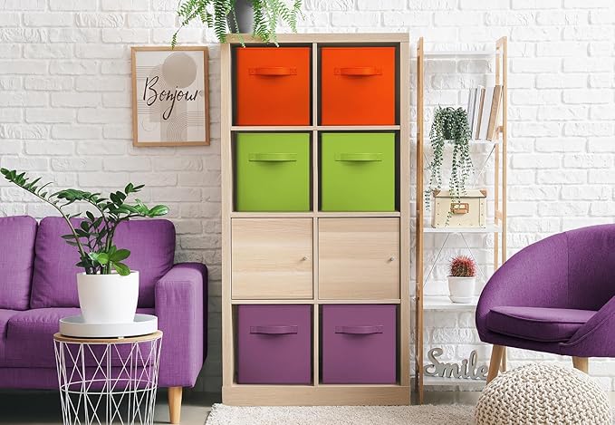 Sorbus Fabric Storage Cubes - 6 Foldable Storage Bins for Organizing Pantry, Cubbies, Toy Box - Clothes Storage & Closet Organizer - 13 Inch Collapsible Cube Baskets for Shelves with Handle