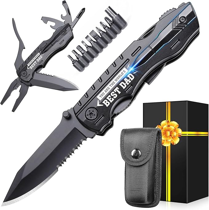Fathers Day Dad Gifts from Daughter Wife Son - Gifts for Dad, YOU ARE THE WORLD’S BEST DAD Multitool Knife - Dads Birthday Gift, Fathers Day Dad's Gift for Husband, Men - Christmas Dads Presents