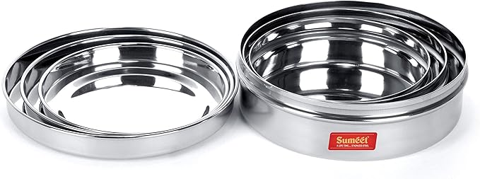 Sumeet Stainless Steel Chocolate Flat Slim N Sleek Canisters/Puri Dabba/Storage Containers Set of 3Pcs Med. Set (No.7-300ML, No.8-480ML, No.9-600ML)