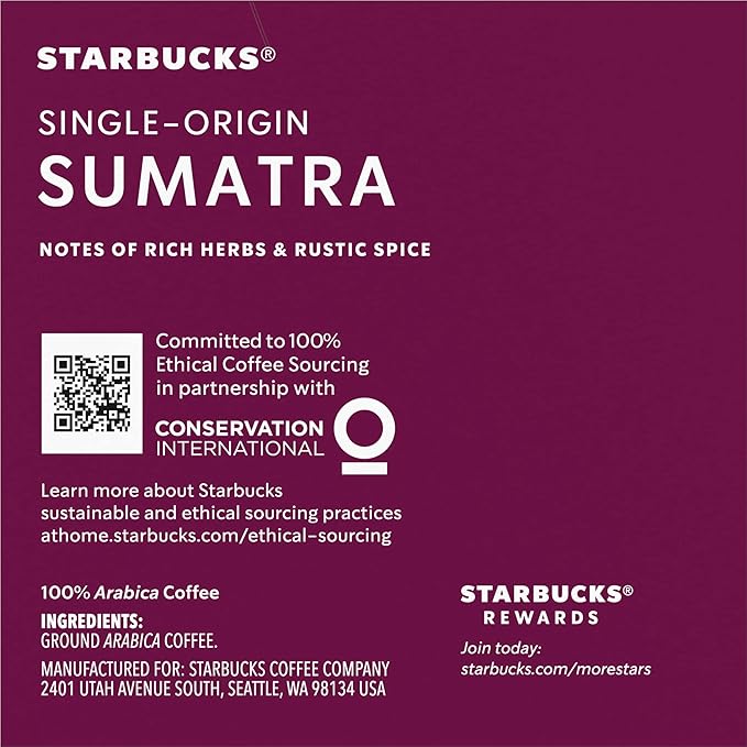 Starbucks Coffee Company Starbucks Single-Origin Coffee K-Cup Pods, Sumatra, Dark Roast Ground Coffee K-Cups for Keurig Brewing System, 100percent Arabica Coffee, 10 CT K-Cups/Box (Pack of 2 Boxes)