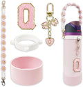 SITKOL Silicone Boot Cute Monogram Set Compatible with Owala Water Bottle 24 oz, 32 oz, 40 oz - Perfect Letter Owala Accessories for Owala Tumbler, Owala Free Sip, Pink Owala, Black Owala