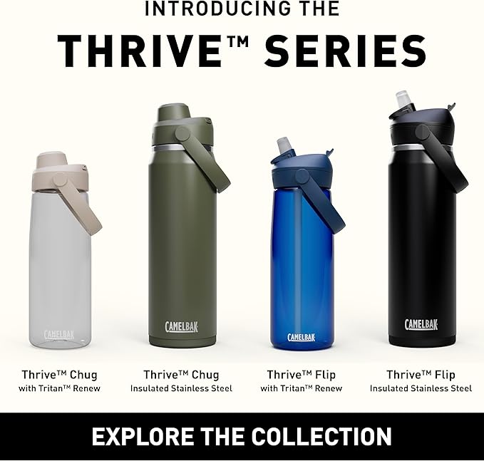 CamelBak Thrive Flip Straw Water Bottle 20oz - Insulated Stainless Steel, Black
