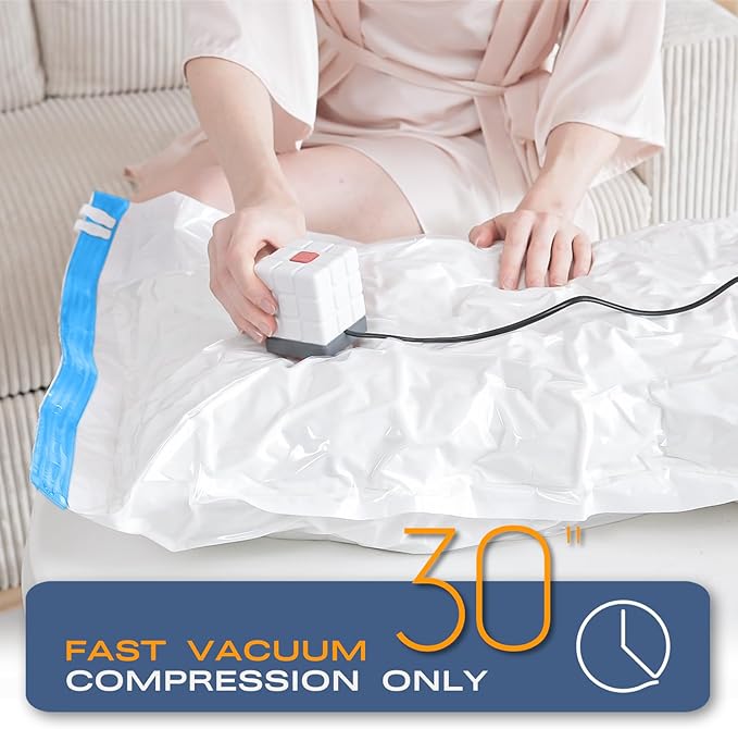 Vacuum Storage Bags for Clothing, 8 Pack Vacuum Seal Bags (4 Jumbo, 4 Large) for Clothes, Comforters, Blankets, Bedding, Space Saver Bag with Electric Pump (2025 Upgrade)