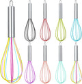 Domensi 8 Pcs 8 Inch Whisks Bulk for Cooking Silicone Whisks Non Scratch Stainless Steel Hand Coated Metal Heat Resistant Egg Beaters for Classroom Cook Party Favor Gift Supplies