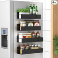 4 Pack Magnetic Spice Storage Rack Organizer for Refrigerator and Oven, Matt Black Fridge Organizers and Storage