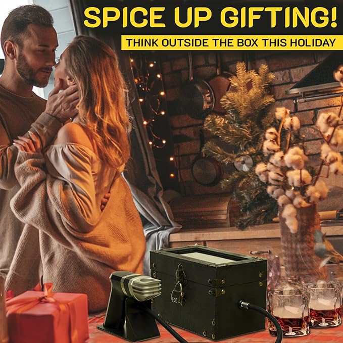 Cocktail Smoker Kit - Whiskey Smoker Kit - Smoke Infuser Birner PRO - Smoking Box, 12 PCS, with Accessories and Wood Chips - Cold Smoke for Food and Drinks, Black - Gift for Men