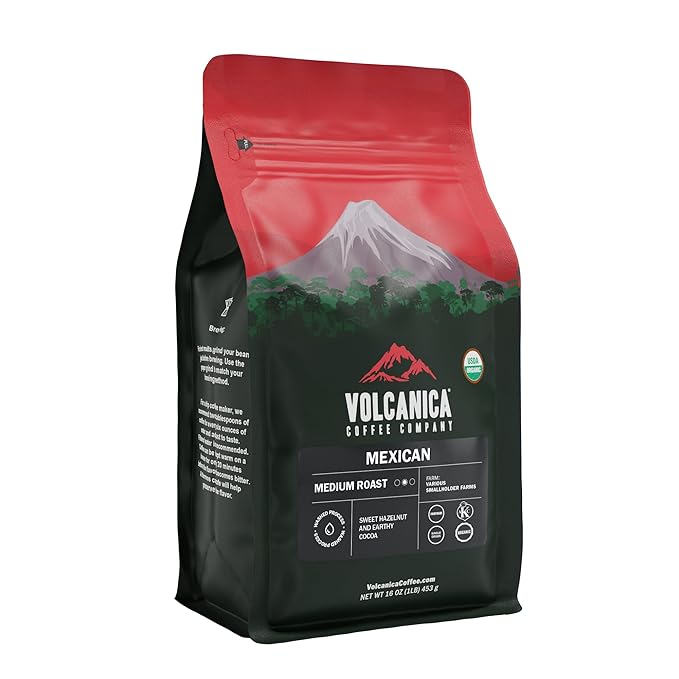 Mexican Coffee, Whole Bean, Medium Roast, USDA Organic, Fresh Roasted, 16-ounce