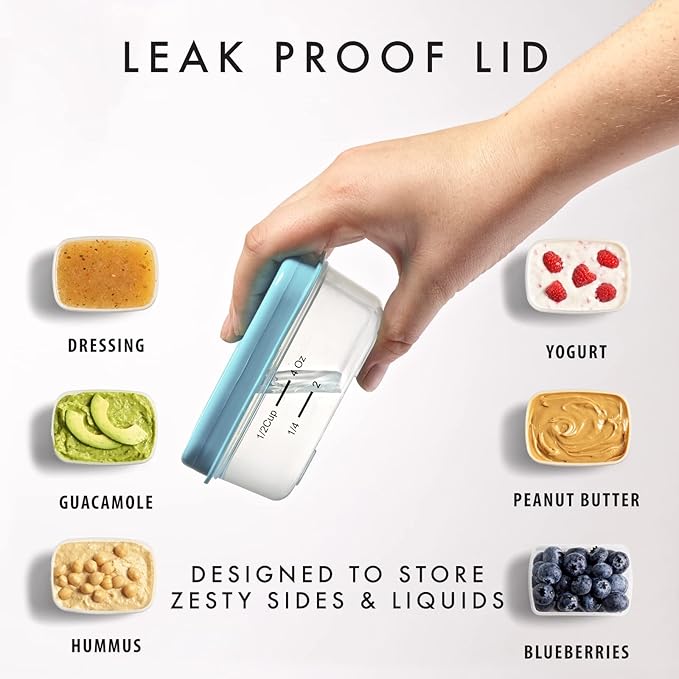 Fit & Fresh Small Plastic Containers With Lids 4 oz, Snack Containers for Adults and Kids, Reusable Leakproof Dressing and Condiment, Multicolor, Light (Pack of 60)