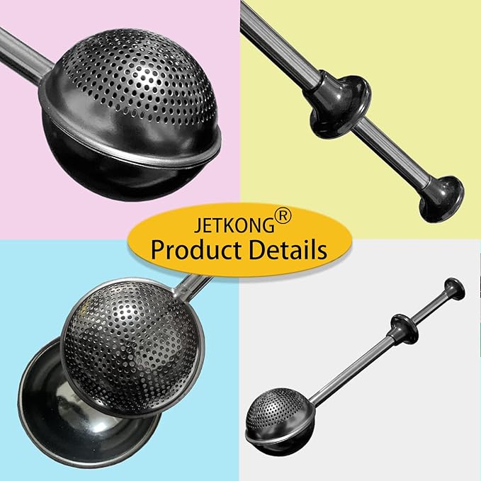 JETKONG Powdered Sugar Shaker Duster Flour Dispenser Shaker with 18/8 Stainless Steel Spring-operated Handle for Sugar Flour and Spices (Black)