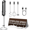 InstaWhisk Milk Frother with Variable Speed, Rechargeable Coffee Frother Wand with Detachable Double Whisk, Drink Mixer Handheld Electric Stirrer for Latte, Cappuccino, Matcha, Almond Milk, Protein