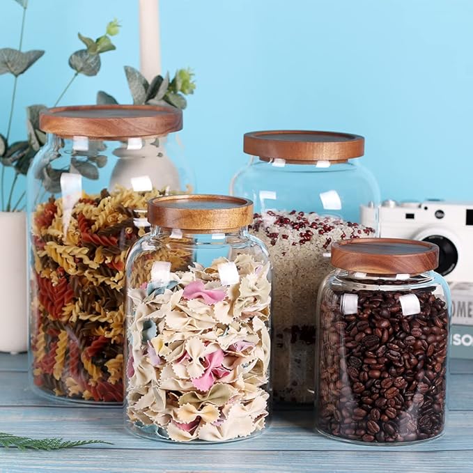 1 Gallon Glass Jar with Airtight Lid and Anti-Skid Bottom for Dry Food Storage
