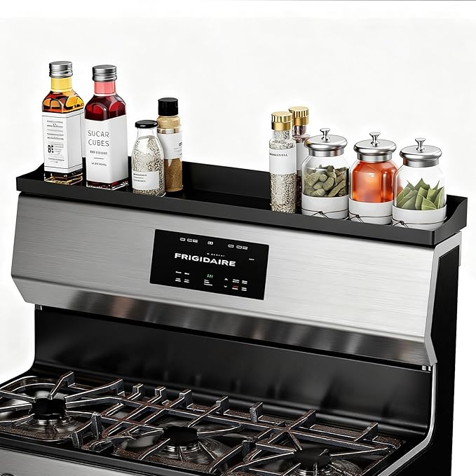 30" Magnetic Stove Top Shelf - Stainless Steel Magnetic Spice organizer for above the Over stove shelf kitchen small space solutions