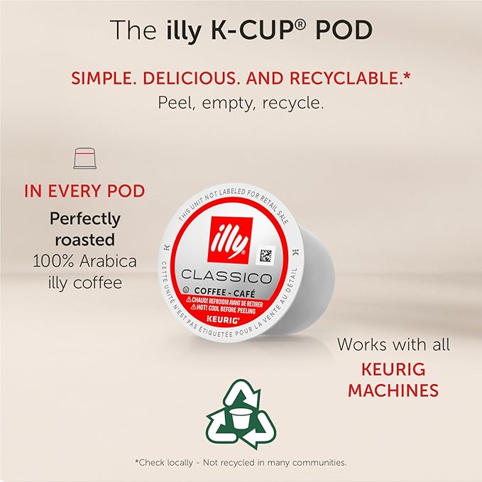 Illy Coffee K Cups - Pods For Keurig Machines – Classico Roast - Caramel, Orange Blossom & Jasmine - Mild, Flavorful & Balanced Flavor- No Preservatives – 20 Count, 4 Pack