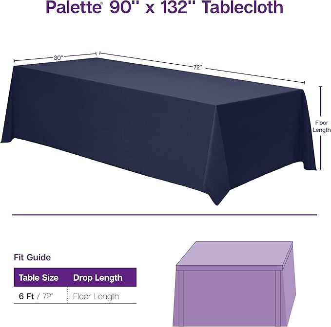 Gee Di Moda Rectangle Tablecloth - 90 x 132 Inch Fuchsia Table Cloth for 6 Foot Table with Floor-Length Drop - Heavy Duty Washable Fabric - 6 Ft Buffet Table, Holiday Party, Wedding & Baby Shower