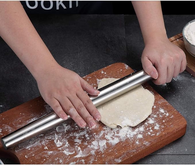Stainless Steel Rolling Pin, Matte Finish 16.7 Inches, Berglander Rolling Pin For Baking Pizza Dough, Pie, Cookie, Essential Kitchen Utensil Gift Ideas For Bakers.