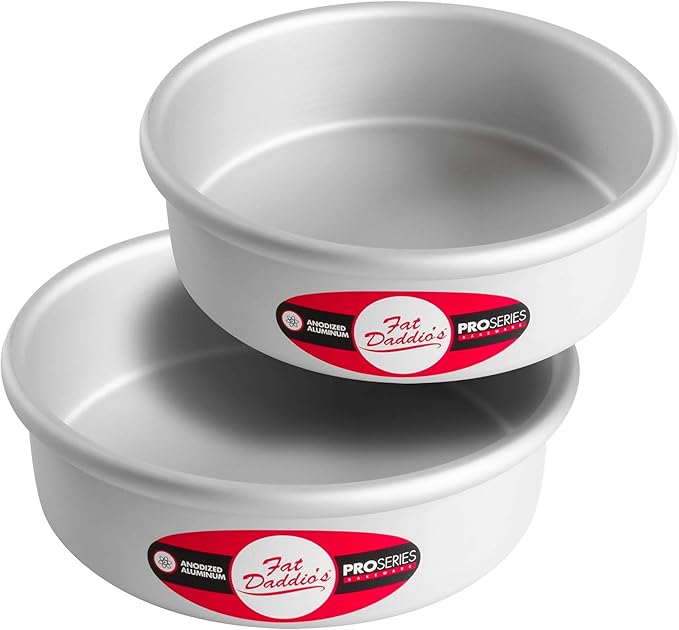 Fat Daddio's Anodized Aluminum Round Cake Pans, 2 Piece Set, 7 x 2 Inch