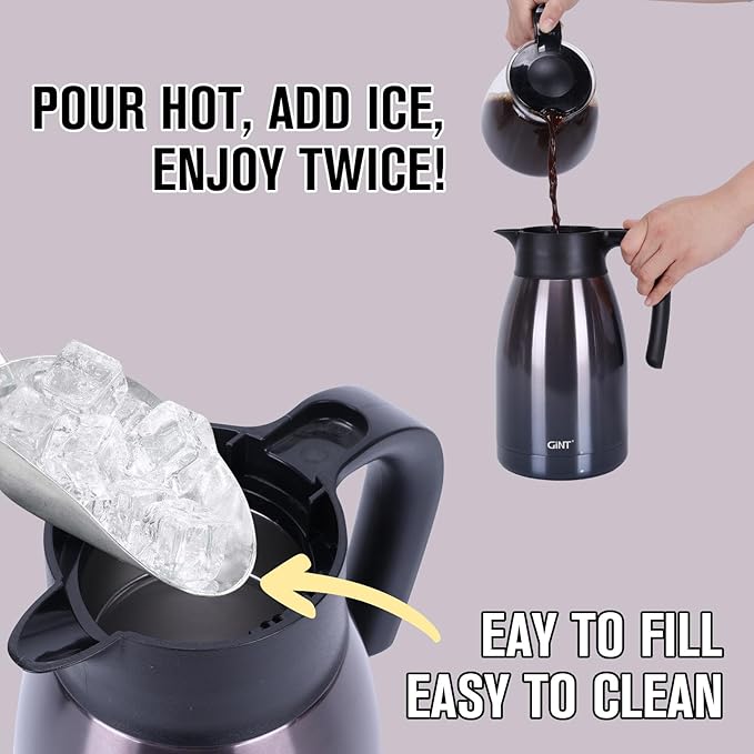 GiNT 51Oz Stainless Steel Thermal Coffee Carafe with Lid/Double Walled Vacuum Thermal Carafe / 12 Hour Heat Retention (Purple, 1.5L)