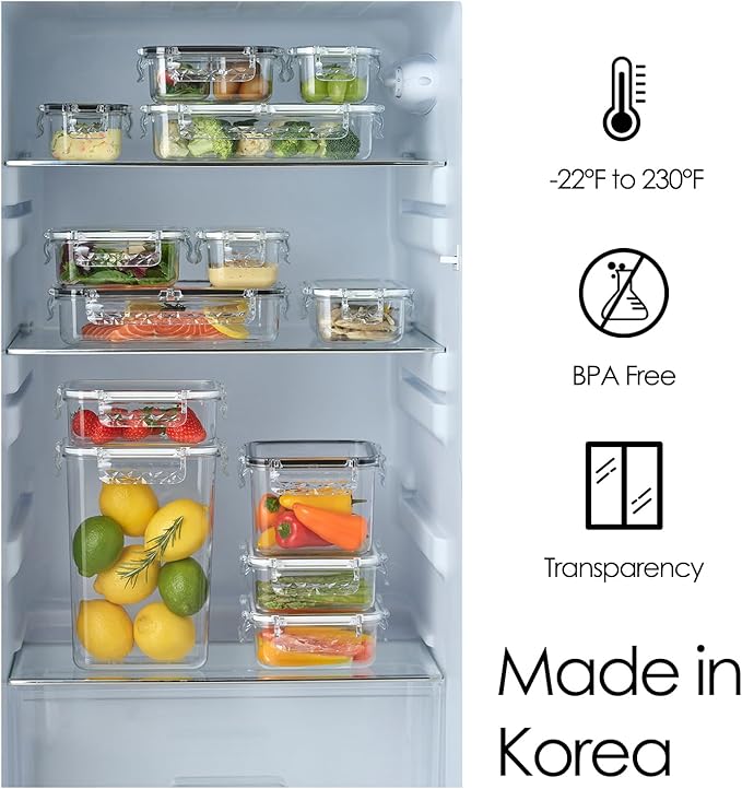 Airtight Food Storage Container With Lid (21.6oz) Leak-Proof Lunch Box | BPA-Free | Meal Prep | Microwave, Freezer and Dishwasher Safe | Kitchen Fridge Organizer Boxes | Fresher Food