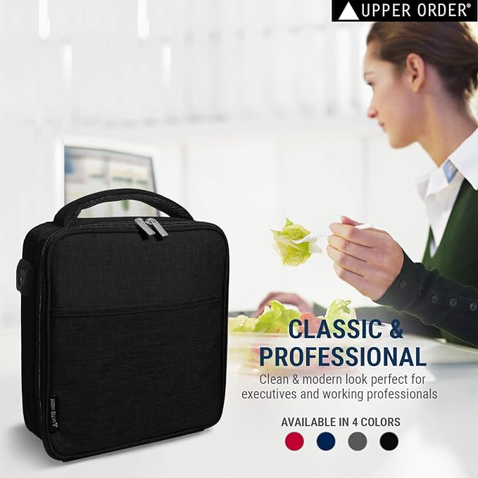 Reusable Insulated Lunch Box for Men and Women (Black) Durable Leakproof Cooler Tote Bag Freezable Lunch Bag for Adults. Top Women and Mens Lunch Box for Office Work, Picnic