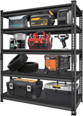 Adjustable Shelving Units and Storage, 48”W Garage Shelving Heavy Duty,2800LBS Loads 5-Tier Garage Storage Shelves, Metal Shelves for Living Room,Pantry,48”W×24”D×78”W,Black