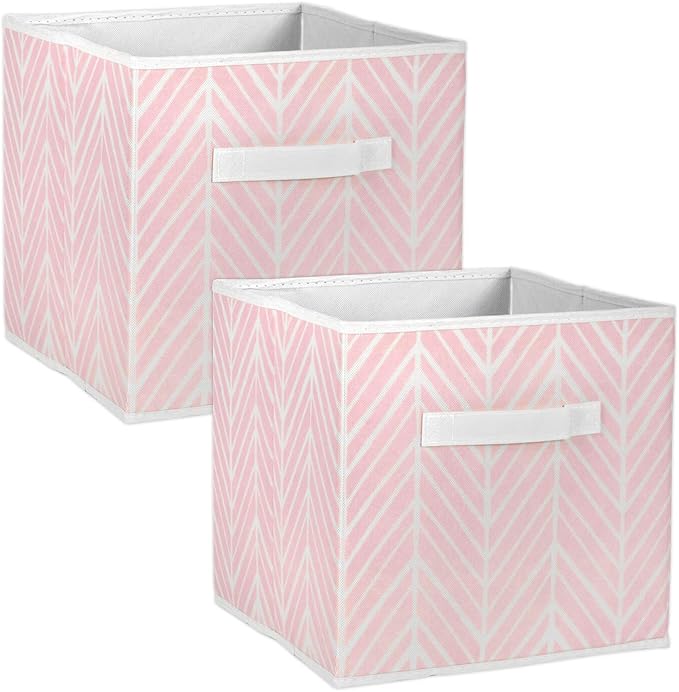 DII Non Woven Storage Collection Polyester Herringbone Bin, Small Set of 2, Mauve, 2 Piece