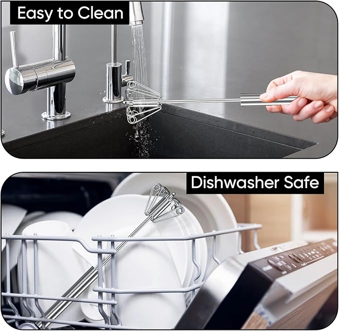 Newness Whizzy Whisk, Stainless Steel Semi Automatic Blender for Home -Versatile Tool for Egg Beater, Milk Frother, Hand Push Whisk - Kitchen Utensil for Blending, Whisking, Beating & Stirring