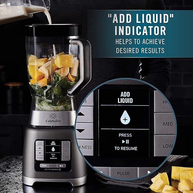 Calphalon Blender, 24-Oz Portable Blend-n-Go Smoothie Cup, ActiveSense 1200-Watt Motor, Dark Stainless Steel