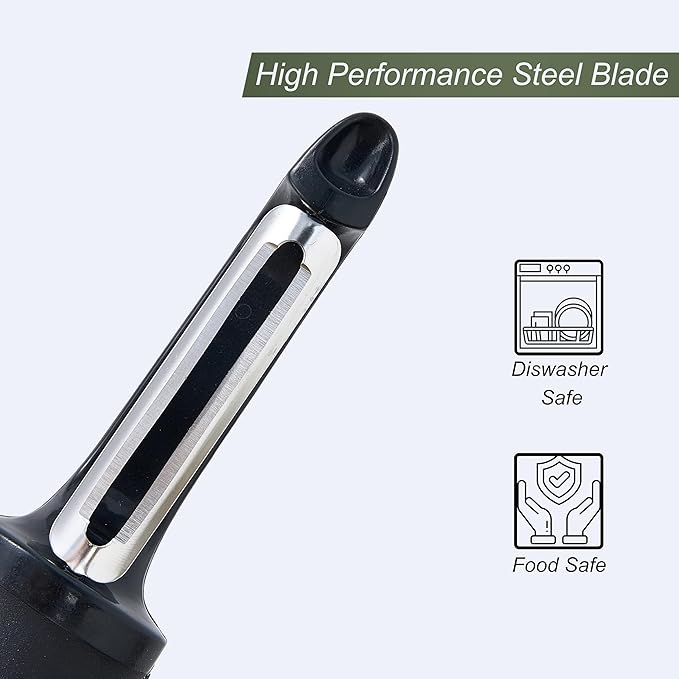 Premium Vegetable Peeler - Soft Grip & Ergonomic Handle - Skin Peeler for Veggies & Fruits - Dishwasher Safe I-Shape Potato Peeler - Black