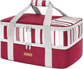 LUNCIA Double Decker Insulated Casserole Carrier for Hot or Cold Food, Lasagna Lugger Tote for Potluck Parties/Picnic/Cookouts, Fits 9"×13" Baking Dish, Red