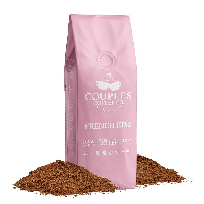 Couple’s Coffee Flavored Ground Coffee | French Vanilla Flavored Coffee | Gives Back to Military Families | French Kiss | Made with 100% Arabica Beans | 12oz