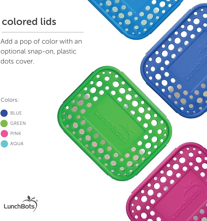 LunchBots Medium Trio II Snack Container - Divided Stainless Steel Food Container - Three Sections for Snacks On the Go - Eco-Friendly, Dishwasher Safe, BPA-Free - Stainless Lid - Pink Dots