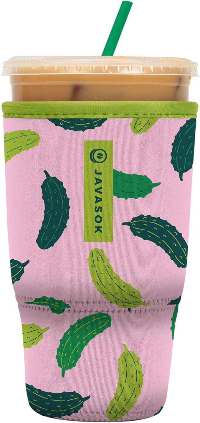 Sok It JavaSok Iced Coffee & Cold Soda Insulated Neoprene Cup Sleeve (Pickle Me Pink, Large: 30-32oz)