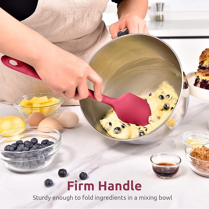 14in Extra Long Silicone Spatula: U-Taste 480ºF Heat Resistant Flexible Baking Mixer Scraper, Large Rubber Mixing Stirring Scraping Seamless Kitchen Turner Utensil for Nonstick Cookware (Red)