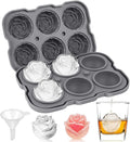 Ice Cube Tray, Mikiwon 2 inch Rose Ice Cube Trays With Covers, 6 Cavity Silicone Rose Ice Ball Maker, Easy Release Large Ice Cube Form for Chilled Cocktails, Whiskey, Bourbon & Homemade Juice