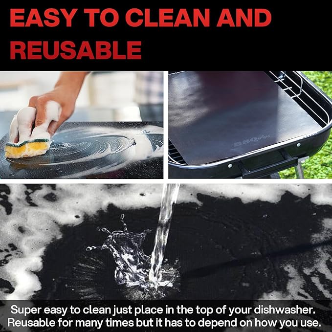 Grill Mats for Outdoor Grill, (10 pcs) Non Stick BBQ Grill Mat Grilling Mat, BBQ Grilling Accessories, Heavy Duty, Reusable and Easy to Clean, Grill Sheets for Gas Charcoal and Electric BBQ