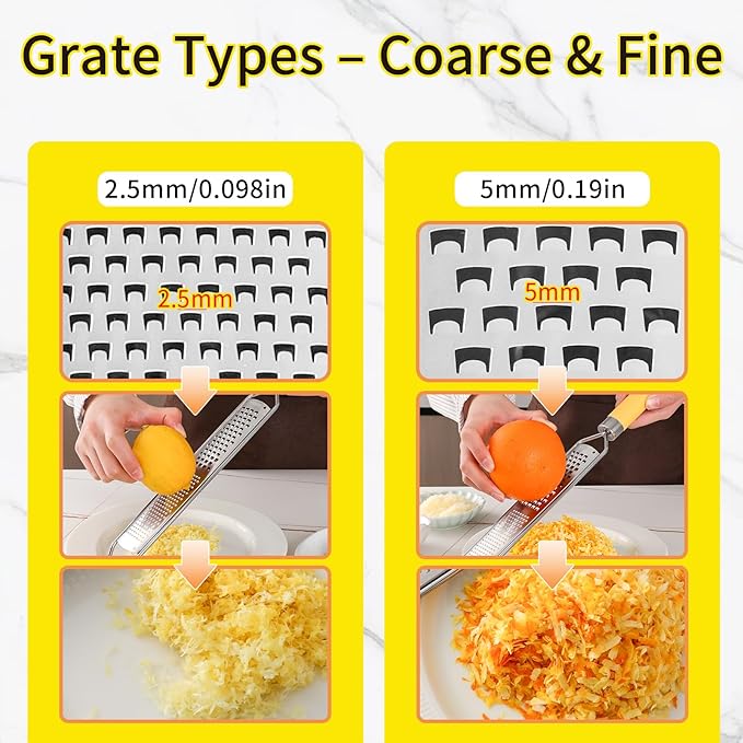 Elephant-Shaped Handle Cheese Grater & Lemon Zester, Stainless Steel Cheese Shredder with Fine/Coarse Sharp Blades, Protective Cover, Kitchen Gadgets for Parmesan, Ginger, Garlic, Chocolate & Veggies