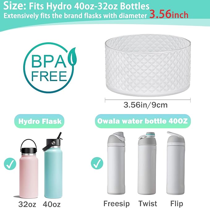WK IEASON Protective Silicone Base Cover Boot for Hydro Flask Wide Mouth, Anti-Slip Silicone Sleeve Bottom Bumper As Hydro Flask Water Bottle Accessories-3.56inch Bottom Diameter