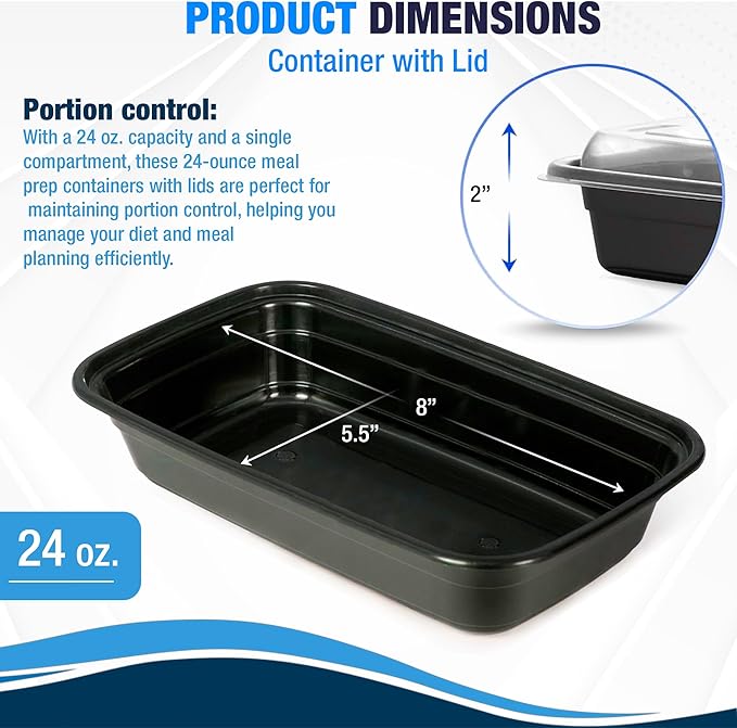 Ruthy's Outlet Meal Prep Containers W/Lids -Square Food Storage – BPA-Free| Stackable | Microwave | Freezer & Dishwasher Safe | Reusable Lunch Bento Box Portion Control & Planning (100 Pack, 12 oz)
