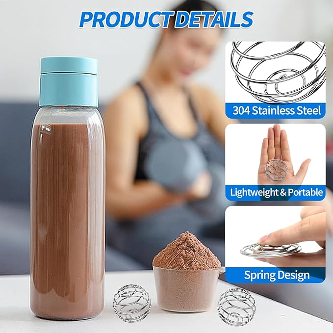6 PCS Shaker Ball,Large Size 304 Stainless Wire Whisk ball for Mixing Powders,Protein Shakes,Drinks,Shaker Cup Mixer (2 inch)