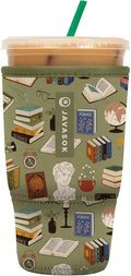 Sok It JavaSok Iced Coffee & Cold Soda Insulated Neoprene Cup Sleeve (Book Club, Large: 30-32oz)